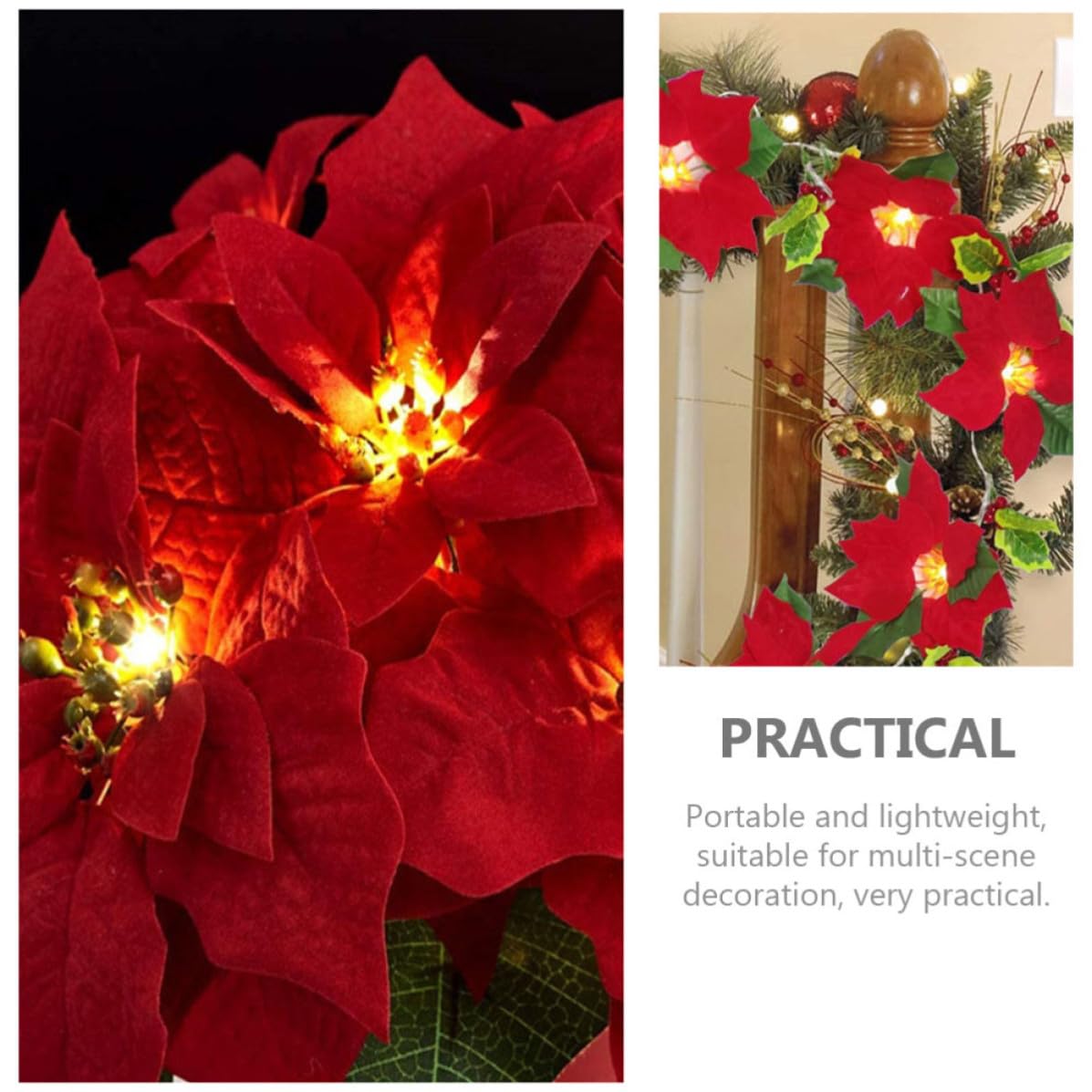 3 Juegos Guirnalda LED Navideña USB de 10 Luces, Decoración Roja