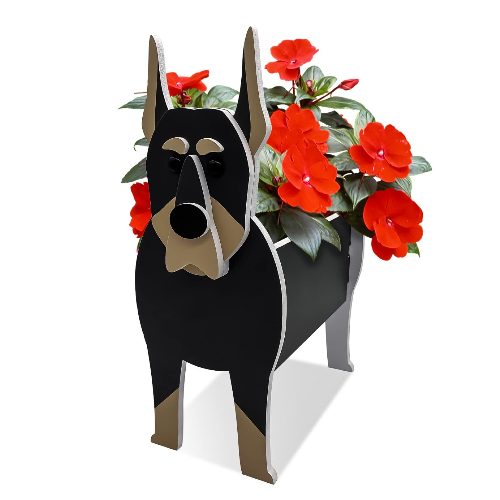 TTiiLoe Cute Dog Planter, Dobermann Plant Pots, PVC Herb Garden Flower Pots, Dog Cartoon Shaped Plant Container Holder, Gifts for Pet Lovers, 43x25cm/16.92x9.84in