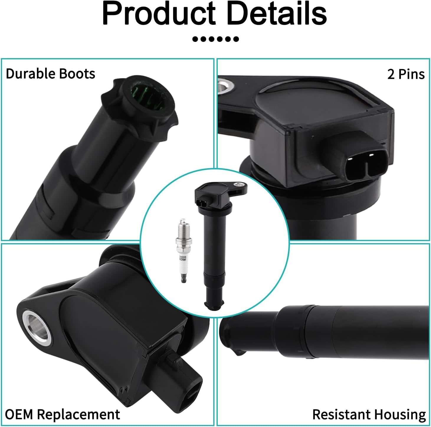 Set of 4 UF499 Ignition Coil Pack & 7090 Spark Plugs 1.4L 1.6L For Dodge Attitude 2006-2010,Hyundai Accent 2006-2011,Kia Rio Rio5 2006-2011 IC579 GN10330
