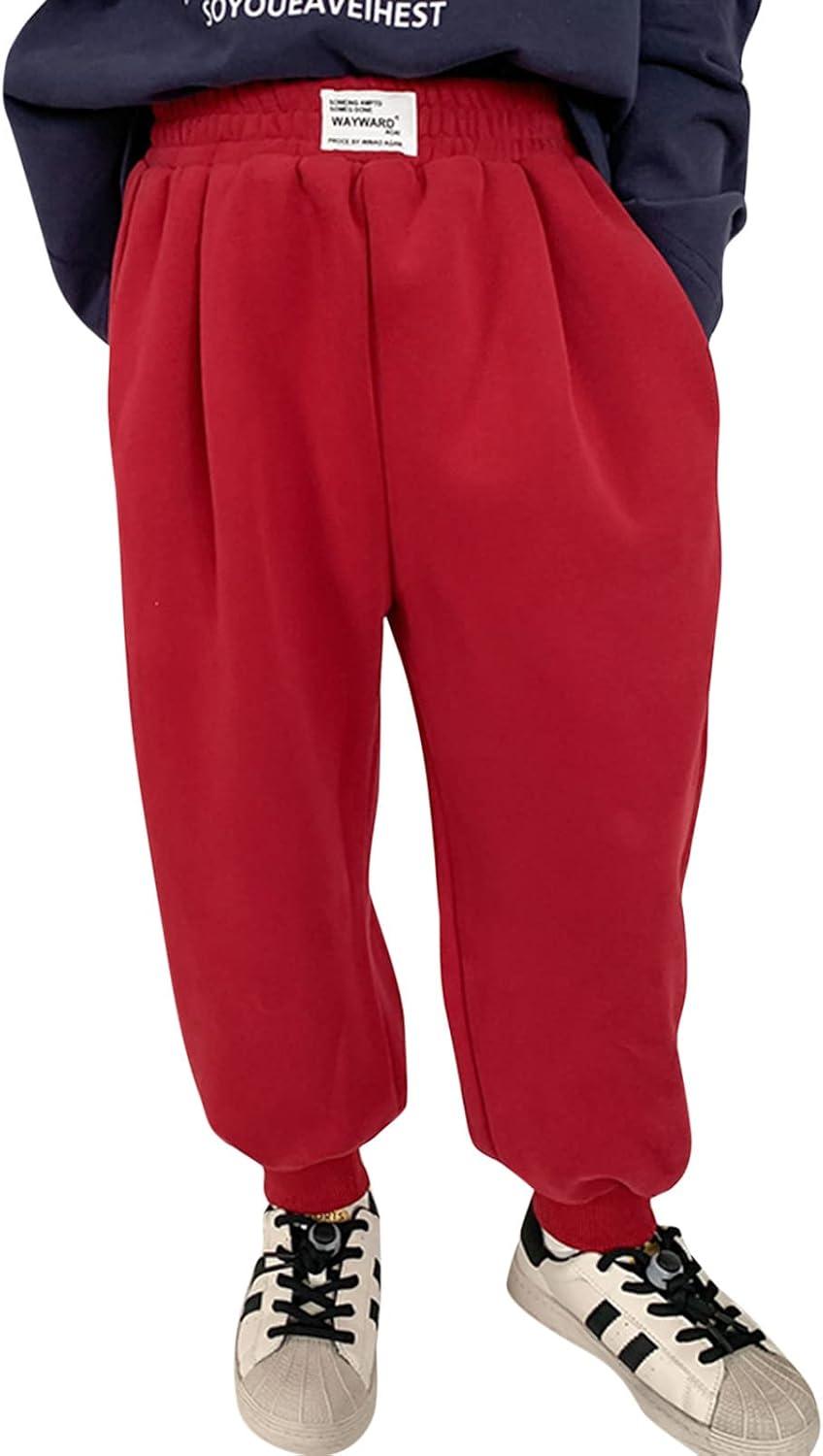 Toddler Boys Girls Fleece Pants Baby Pull-On Pants Winter Warm Sherpa Lined Sweatpants Jogger Kids Harem Cute Clothes