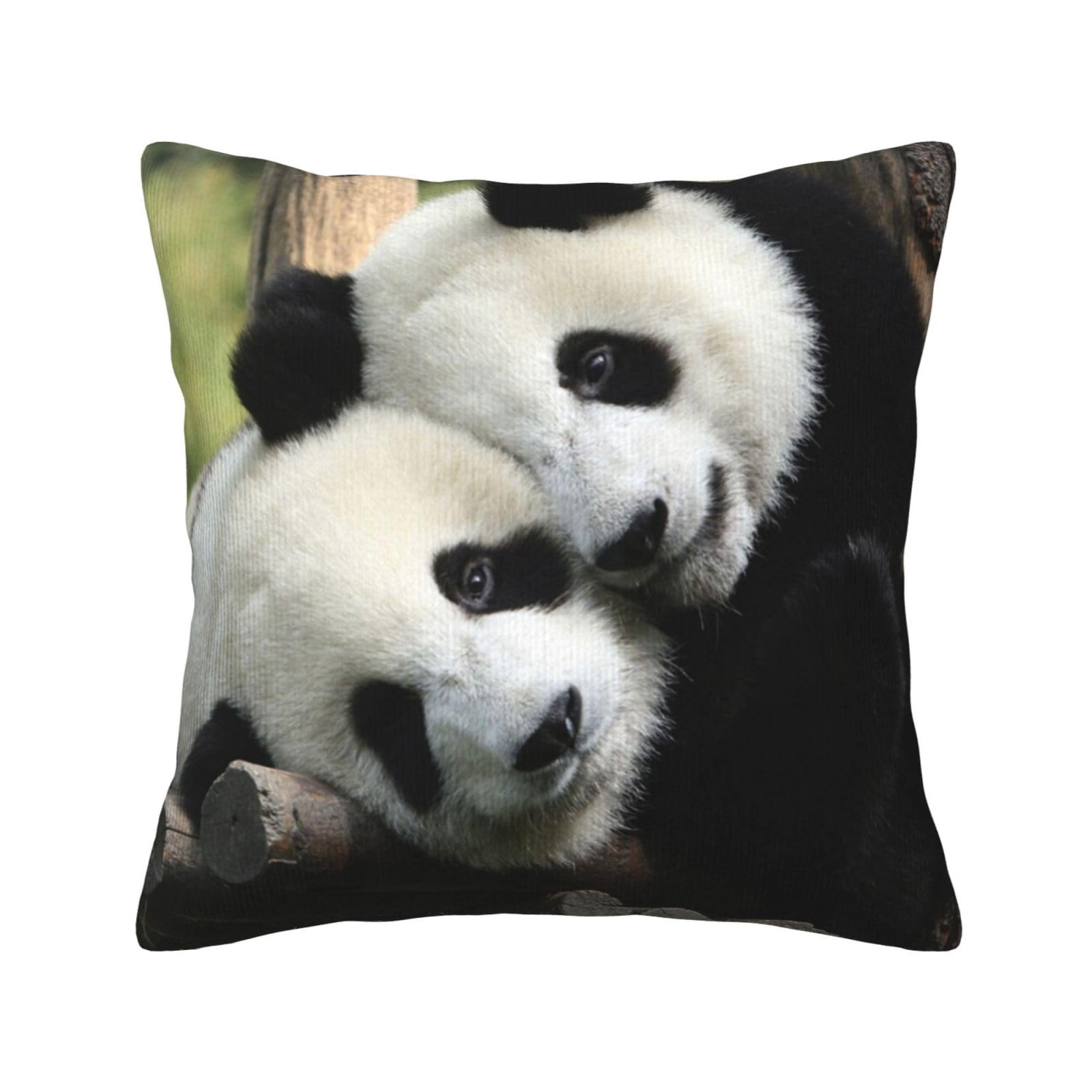 Housse de coussin en velours côtelé imprimé pandas pour salon chic