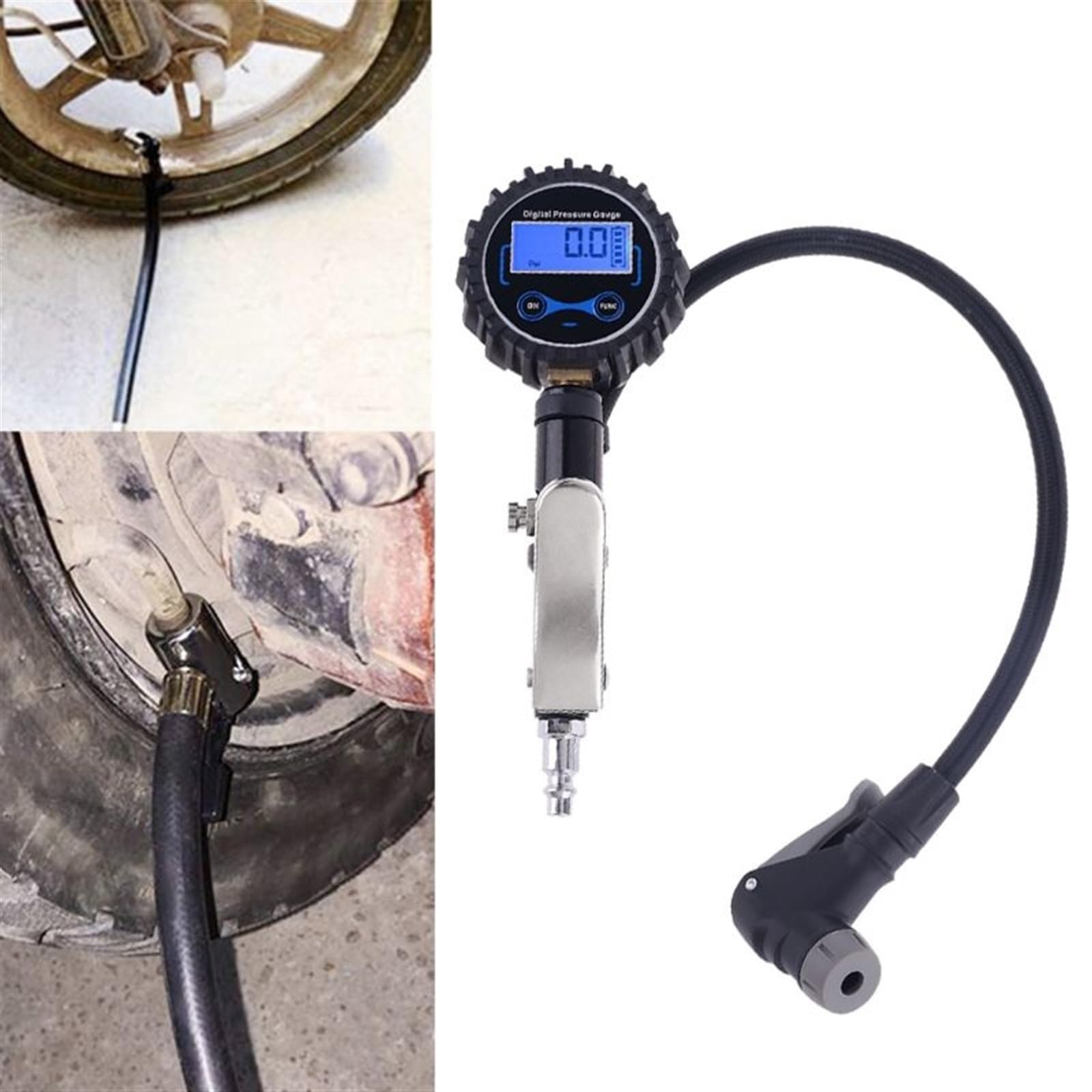 Manometro Pressione Gomme Gonfiatore digitale for pneumatici con manometro Pistola for gonfiaggio automatica ad aria for impieghi gravosi 0-200 PSI Manometro Pressione Gomme Professionale