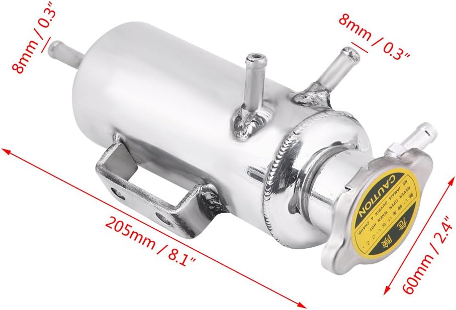 350ml Aluminum Universal Overflow Catch Tank Coolant Reservoir Kit High Performance Coolant Tank for Car SUV Engine Cooling System Silver