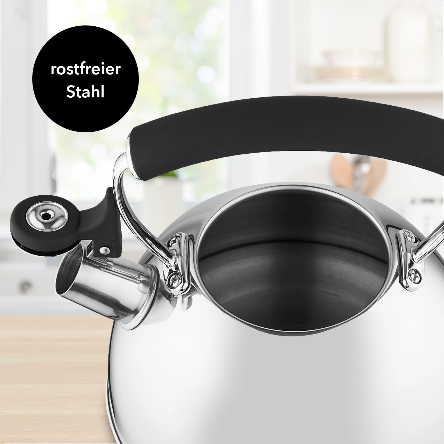Florina Induction Kettle, Whistling Kettle, wszystko do różnych rodzajów kuchenek, 2,3 l, kuchenka ze stali nierdzewnej z uchwytem chłodzącym dotykowym, do herbaty i kawy, kuchenek szklanych lub