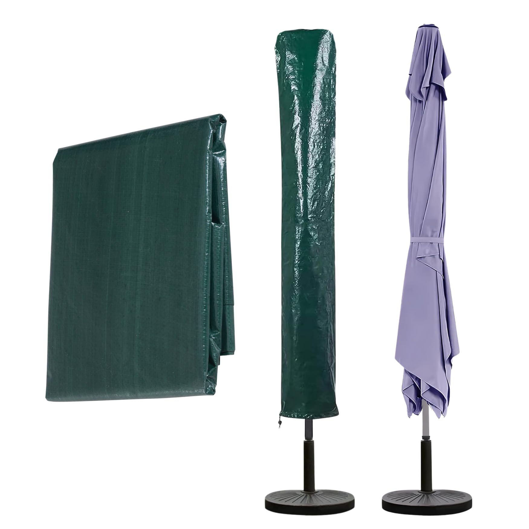 Garden Mile Green Waterproof Parasol Umbrella Cover - Large Size Garden Rotary Air Dryer Covers - Heavy Duty UV Protected Cantilever Parasol Covers Protect from Rain, Dust, and Birds (195x50x24cm)