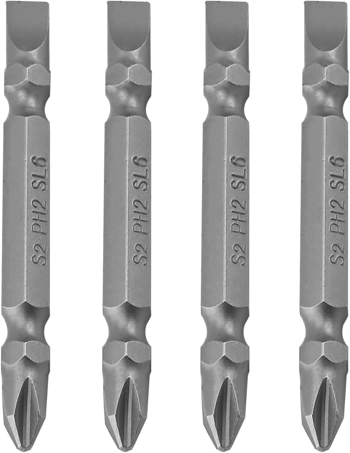 PH2/SL6 Double Ended Screwdriver Bits, 1/4 Inch Shank S2 Alloy Steel Screwdriver Bis 2.
