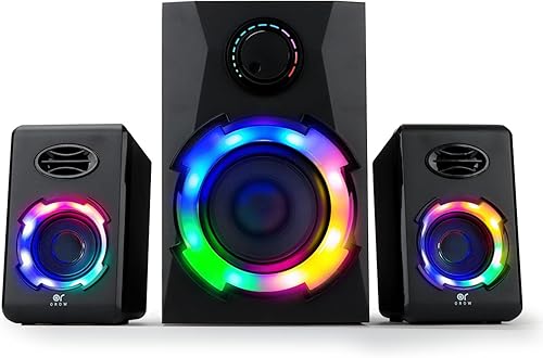 OROW - Altavoces Bluetooth para computadora, altavoces de PC de 18 W con subwoofer, altavoces para juegos con graves, compatible con reproducción SD
