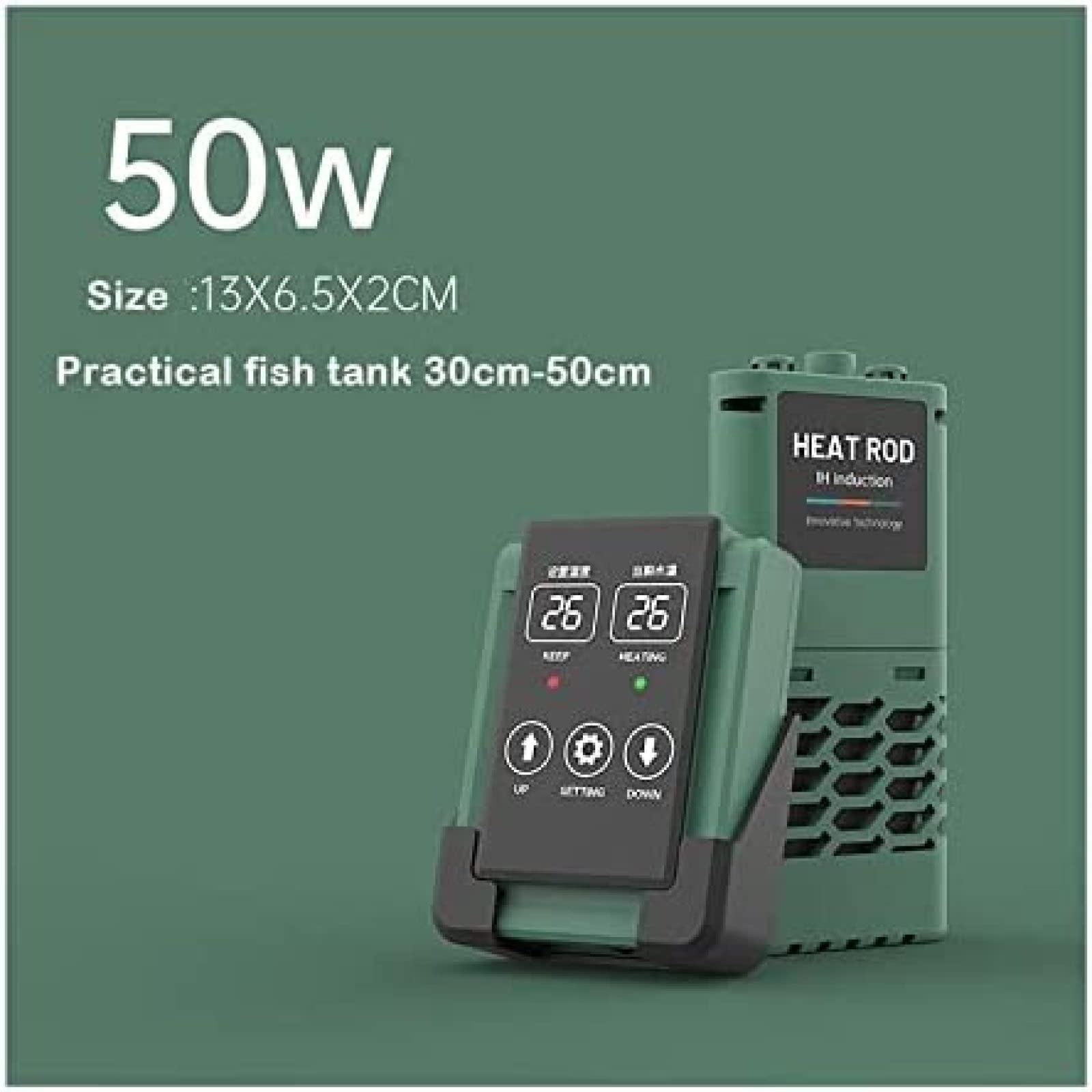 Calentador De Acuario, Calentador Sumergible para Acuario Tanque De Peces Pantalla De Temperatura LED Inteligente Y Controlador De Temperatura Externo Varilla De Calentamiento para Agua Dulc
