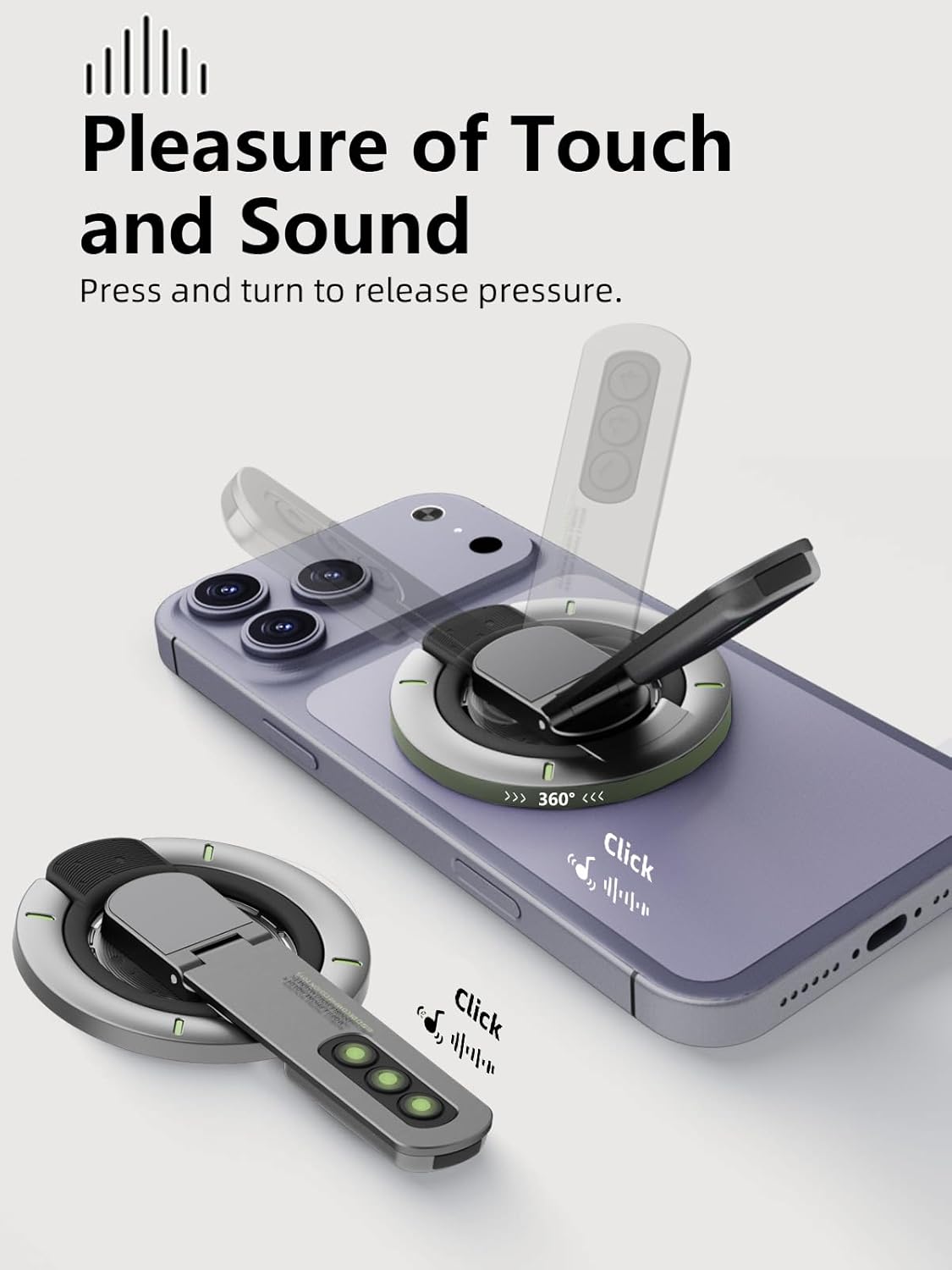 Magnetic Phone Grip with Silicone Finger Ring, Phone Ring Holder Stand, Magnetic Grip with Double-Sided Magnet, Compatible with Magnet Accessories for iPhone 17/16/15/14/13/12 Series - Image 2