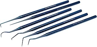 A2Z 6 Pcs Professional Dental Picks for Teeth Cleaning, 100% Surgical Stainless Steel & Blue Titanium Coated Plaque Remover for Teeth, Hygiene Set, Scraper Oral Care Kit To Remove Tartar and Calculus