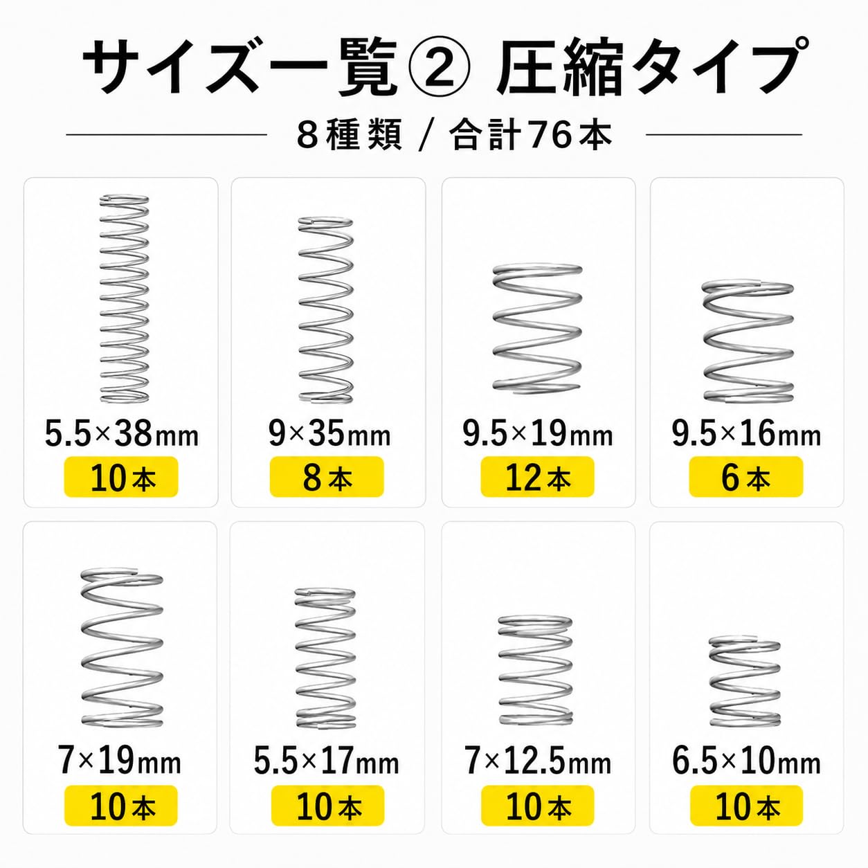 Amazon | XuJJJJunB スプリング (20種類 200個セット) バネ ばね 圧縮