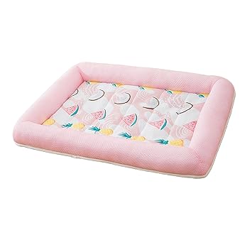 AUEL?Dog Cooling Mat Bed Sleeping Pad Washable Sofa Cool Blanket Cushion Pink S