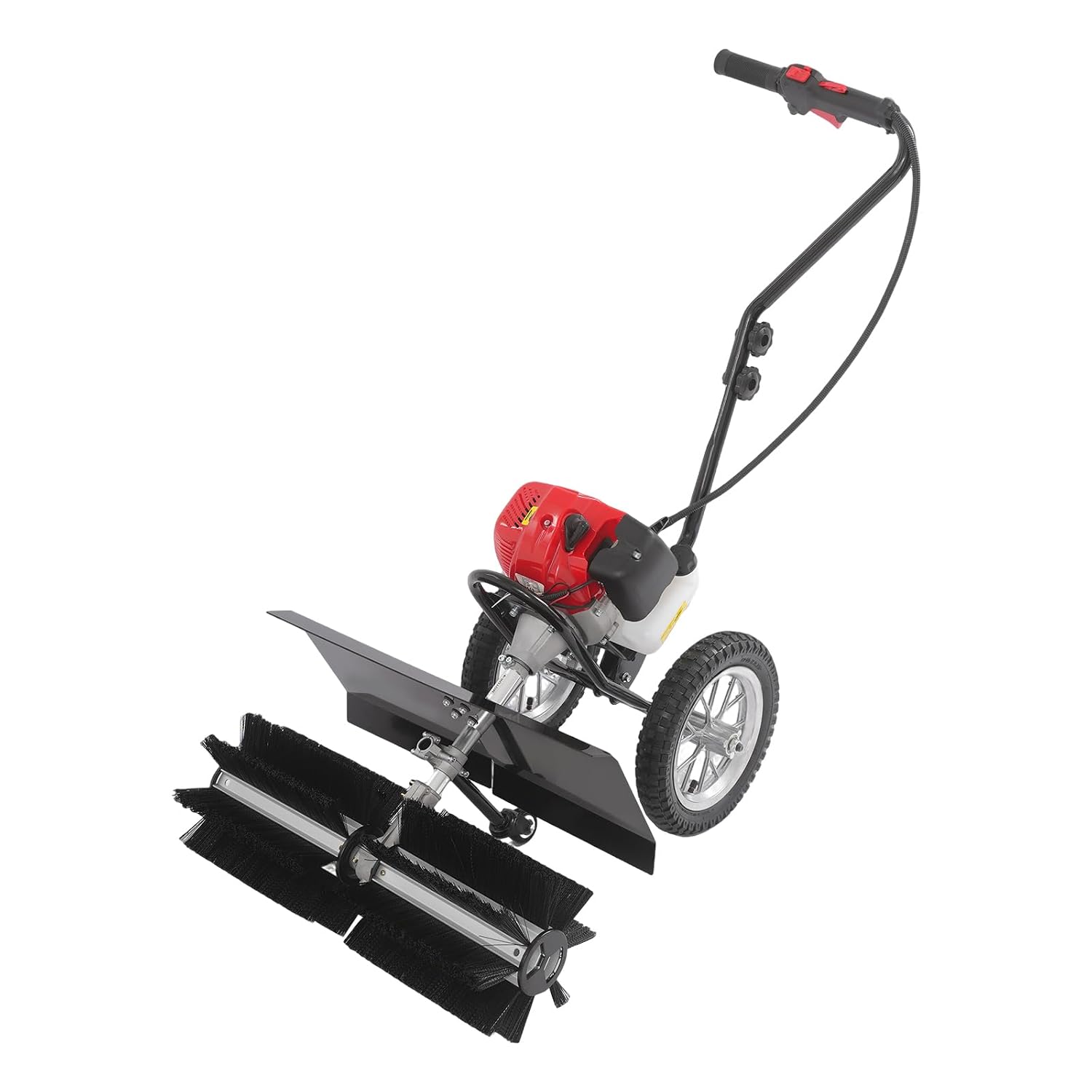43CC Kehrmaschine Benzin 1.7 hp 2-Takt Benzin Kehrmaschine 8500rpm Handgef hrte Benzinb rste Besen Kehrmaschine f r Drau en Garten Gehweg Rasengras mit Kotfl gel Schneekehrmaschine