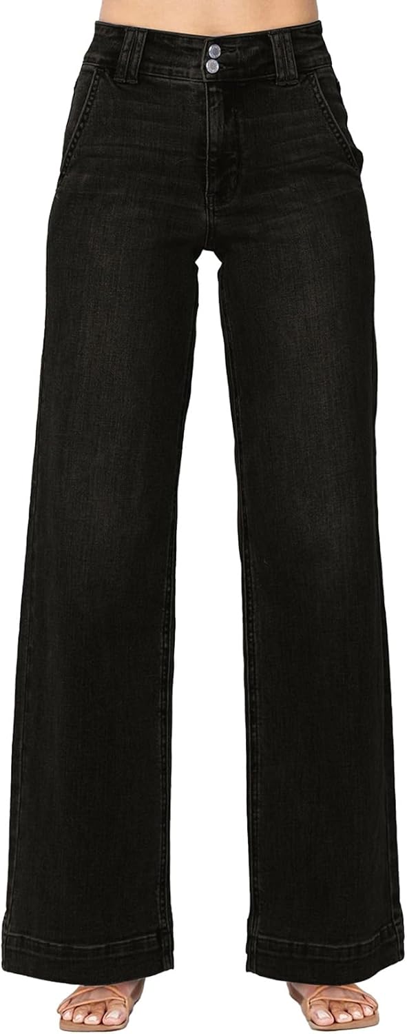 Astylish Women's High Waisted Wide Leg Straight Jeans