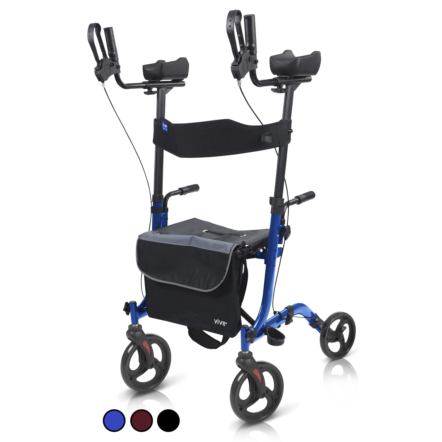Vive Mobility Upright Rollator Walker for Seniors with Seat and