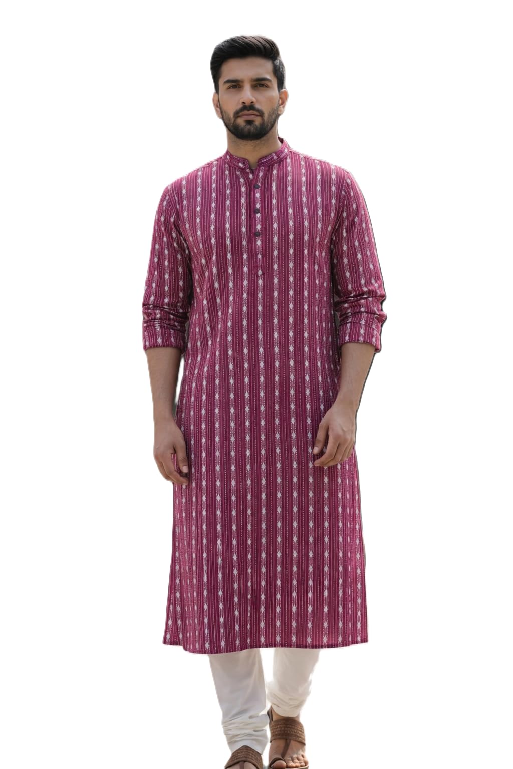 ladsloom Men's 100% Cotton Solid Long Length Casual Kurta - Regular Fit (Available in Plus Sizes)-picture-40