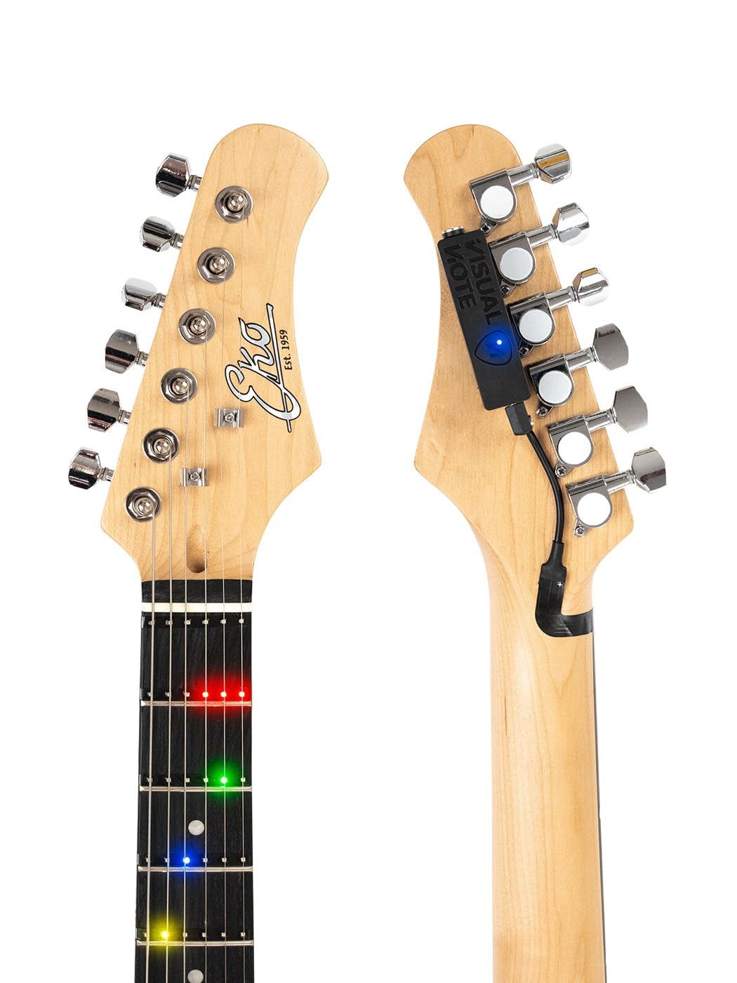 Kit F, dispositivo para aprender y enseñar la guitarra, compuesto por una lámina LED RGB para el teclado y una aplicación, compatible con eléctricas y acústicas escala de 648 mm