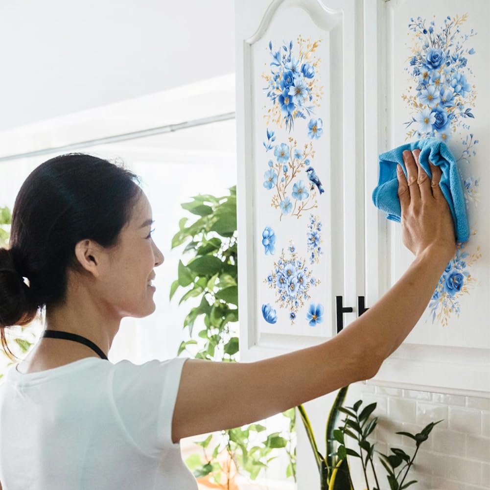 OLYCRAFT 3Pcs/set Enveloppe Frotter Sur Les Transferts Pour Les Meubles Et L'artisanat 30x15cm Fleurs Meubles Autocollants Avec 1pc Grattoir Pour Scrapbook Fenêtre DIY Décoration De La Maison