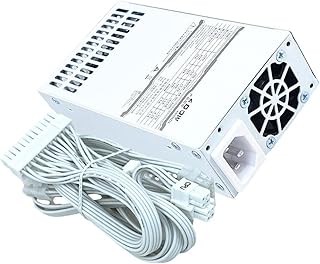 Fuente de alimentación pequeña de 1U de 300 W para estaciones de trabajo y PC de entretenimiento en casa, color blanco silencioso (sin adaptador de corriente)