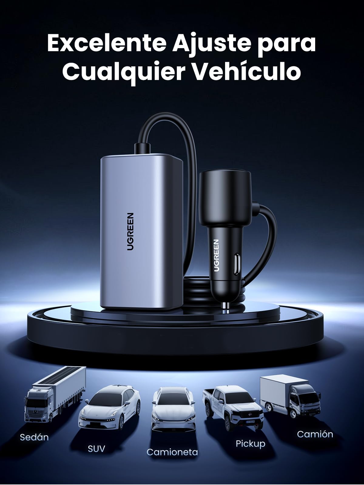 UGREEN Cargador Coche USB C 130W Car Charger Tipo C GAN PD3.1 QC 4.0 PPS | Cargador Mechero Coche Carga Rápida 4 Puertos Compatible con iPhone 17 Pro Max Air 16 MacBook M5 M4 M3 M2 M1 iPad Galaxy S26
