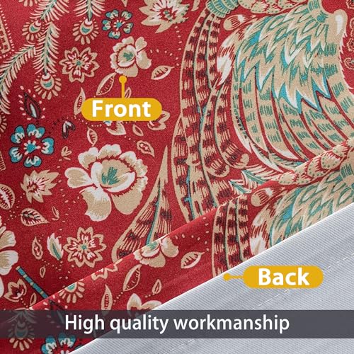 DriftAway Christopher Peacock Floral Pattern Thermal Insulated Blackout Window Curtain Valance Rod Pocket 2 Layers 52 Inch by 18 Inch Plus 2 Inch Header Red