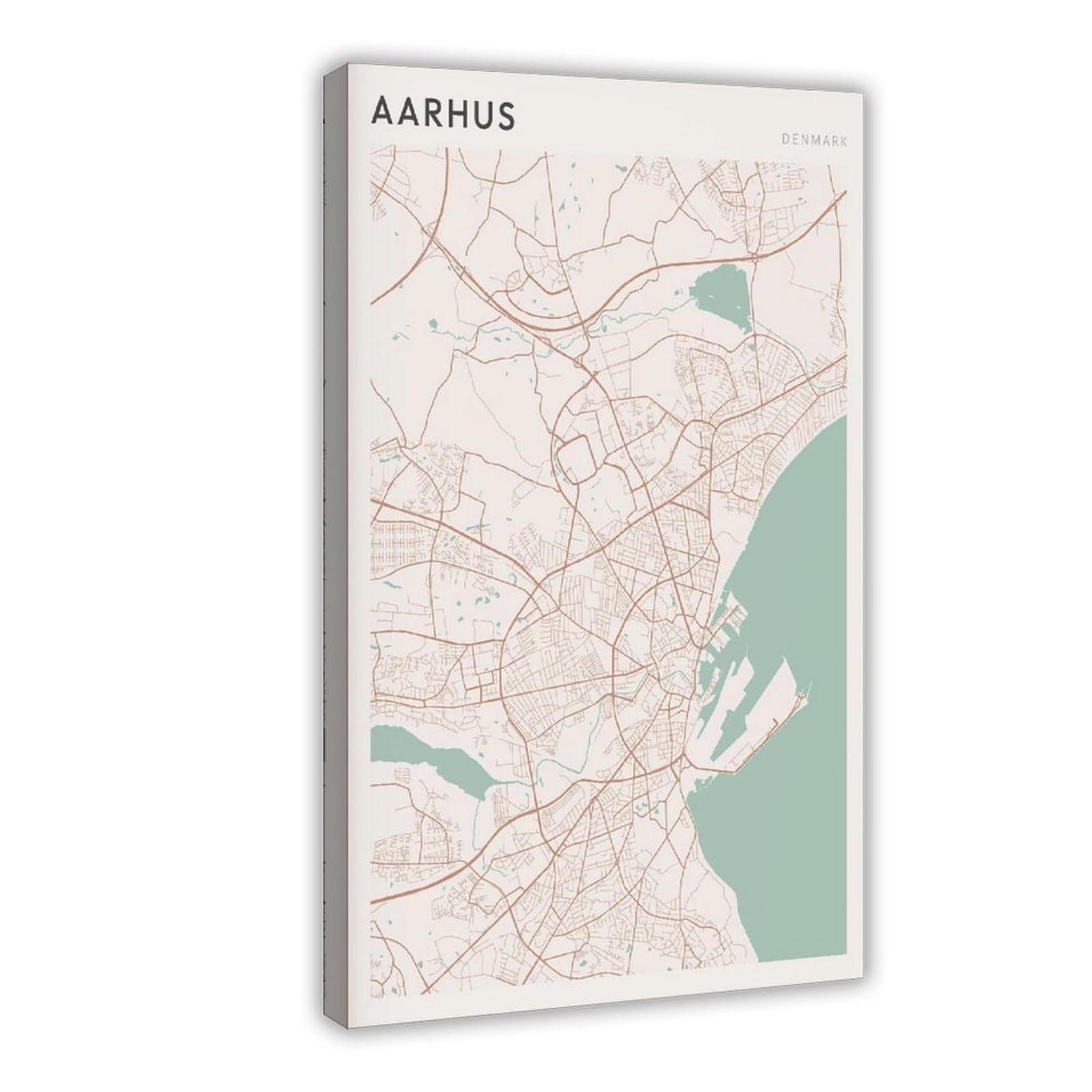 HEYANM Aarhus Map Poster Aarhus Print Poster Wall Art Denmark Travel Gift Farmhouse Decor Canvas Poster Bedroom Office Room Decor Gift Frame 20x30inch