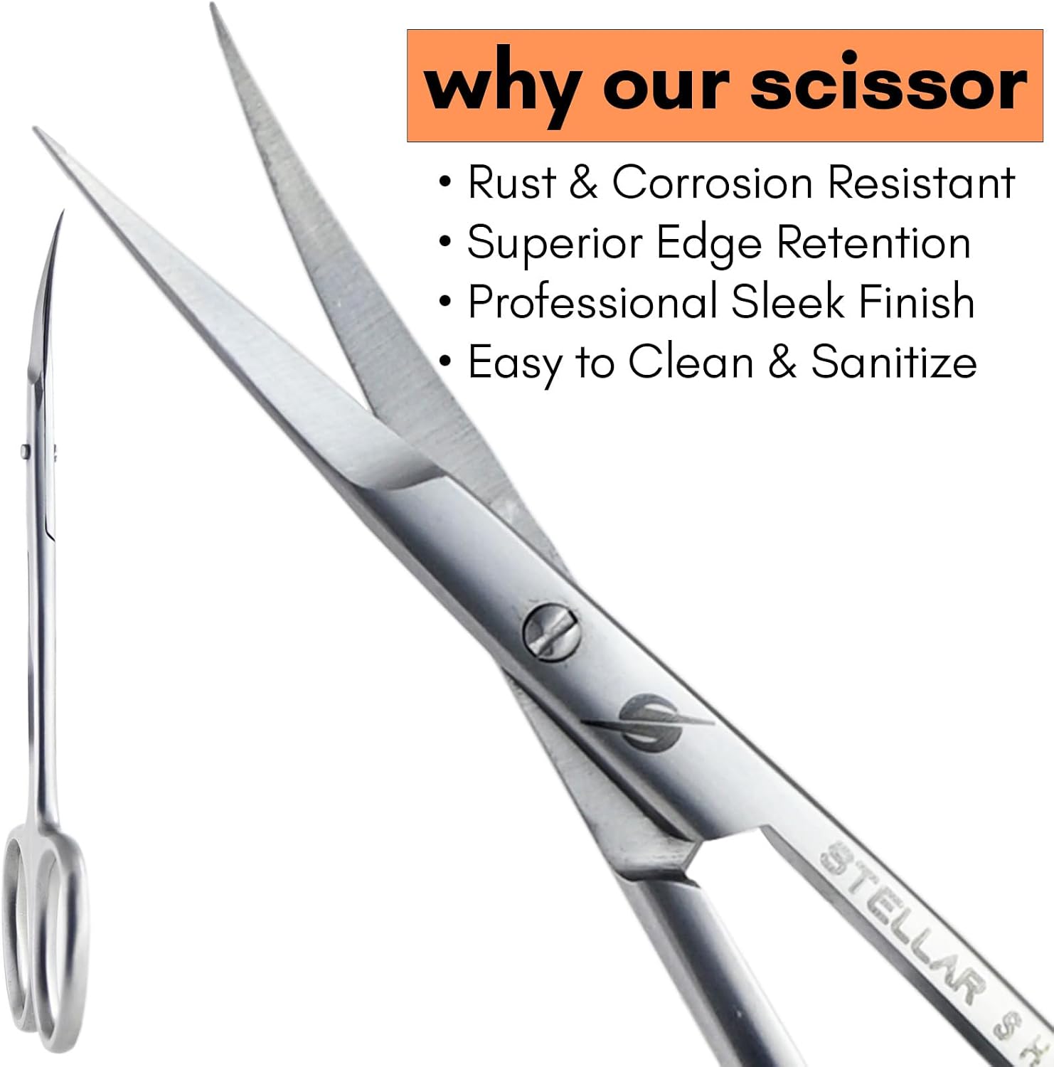 Professional Cuticle Scissors – Extra Fine Curved Stainless Steel Blades for Precise Nail, Eyebrow & Dry Skin Trimming – Small Manicure & Pedicure Scissors for Women & Men (Silver)