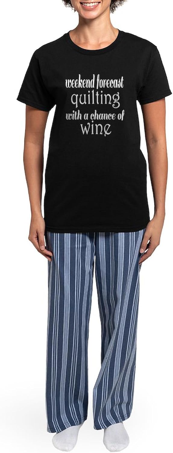 CafePress Quilting And Wine Women's Dark Pajamas Womens Novelty PJ Sleepwear