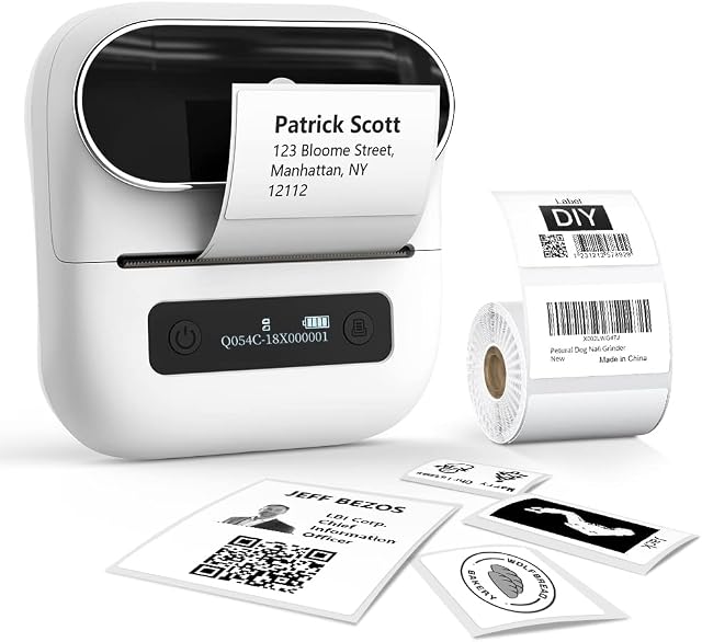 Phomemo M220 Label Maker, Upgrade 80mm Thermal Label Printer, Portable Label Maker Machine for Barcode, Name, Address, Labeling, Mailing, Home, Office & Small Business, Support with Phones&PC