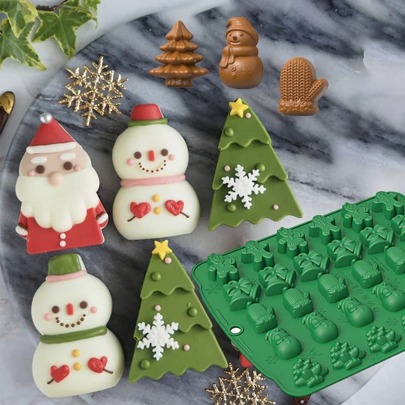 Set di 3 stampi per cioccolato natalizi, stampi per caramelle in silicone, stampi per torte a tema natalizio per preparare cioccolatini e dolci (rosso | Leroy Merlin