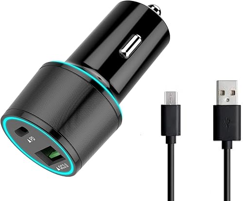 UrbanX Cargador rápido de coche de 21 W para automóvil y camión para Motorola Moto E5 Play con cargador USB PD 3.0 - Negro viene con cable USB A a