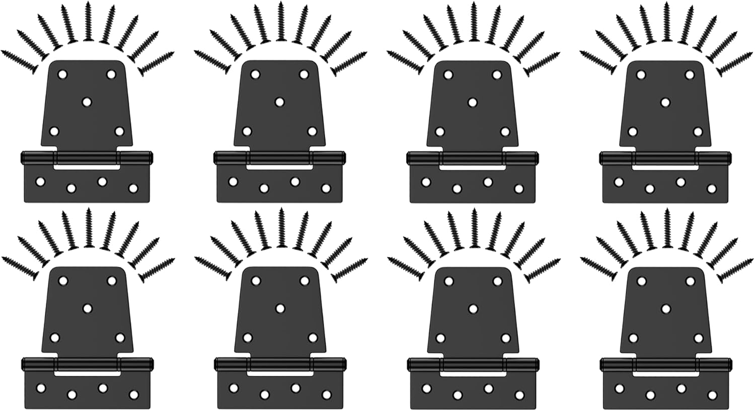 3.5 Inch Heavy Duty Gate Hinges, Gate Hinges for Wood Fence Gate Vinyl Shed Door, Black Iron Gate Strap Hinges with Screws, 8 Pack