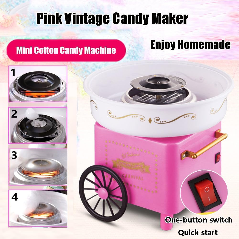Cotton Candy Machine, 450w Portable Retro Cotton Candy Maker, Cotton Candy Maker For Kids, Electric Heating Cotton Candy Machine Maker, Homemade Sweets, For Party Birthday Festival,Blue