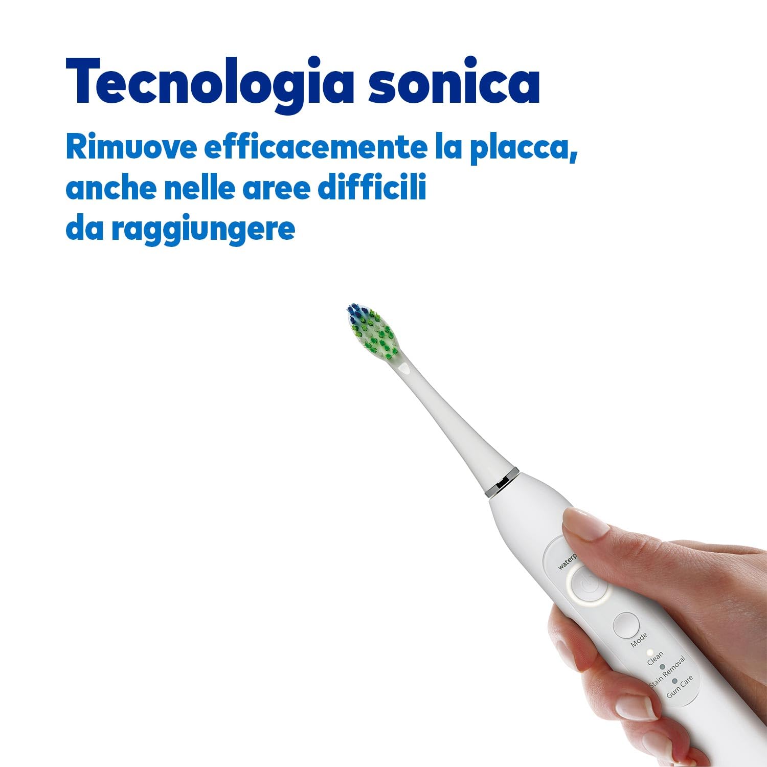 Waterpik Sensonic Spazzolino Elettrico Sonico, Bianco | Ricaricabile, Con 3 modalità, Custodia da viaggio, Caricabatterie USB