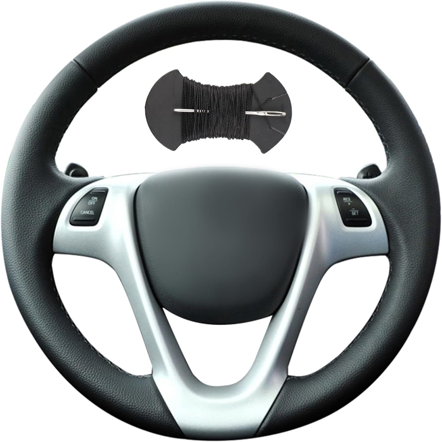 Car Steering Wheel Cover Microfiber Leather Stitch Wheel Wrap Fit for Smart Fortwo 2009 2010 2011 2012 2013 Smart Forjeremy 2013,Black