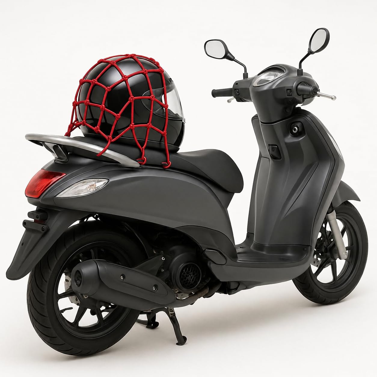 Rete Ragno Moto Elastica con Ganci – Fissaggio Bagagli e Casco per Portapacchi/Sella – Universale per Moto, Scooter e Bici – Alta Elasticità, Ganci Antigraffio (Rosso)