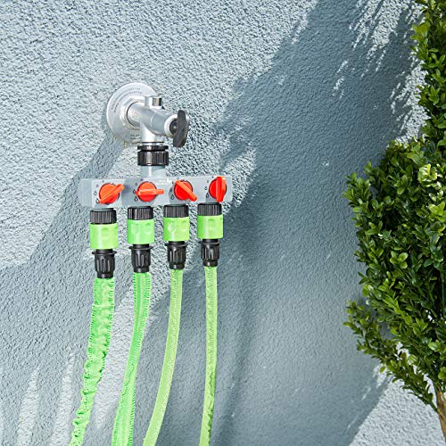 Royal Gardineer Automatische Wasseruhr: Elektronisch gesteuertes Magnet-Ventil im 2er-Set mit 4-Wege-Verteiler (Gartenschlauch Ventil elektrisch, Magnetventil Gartenschlauch, Timer)