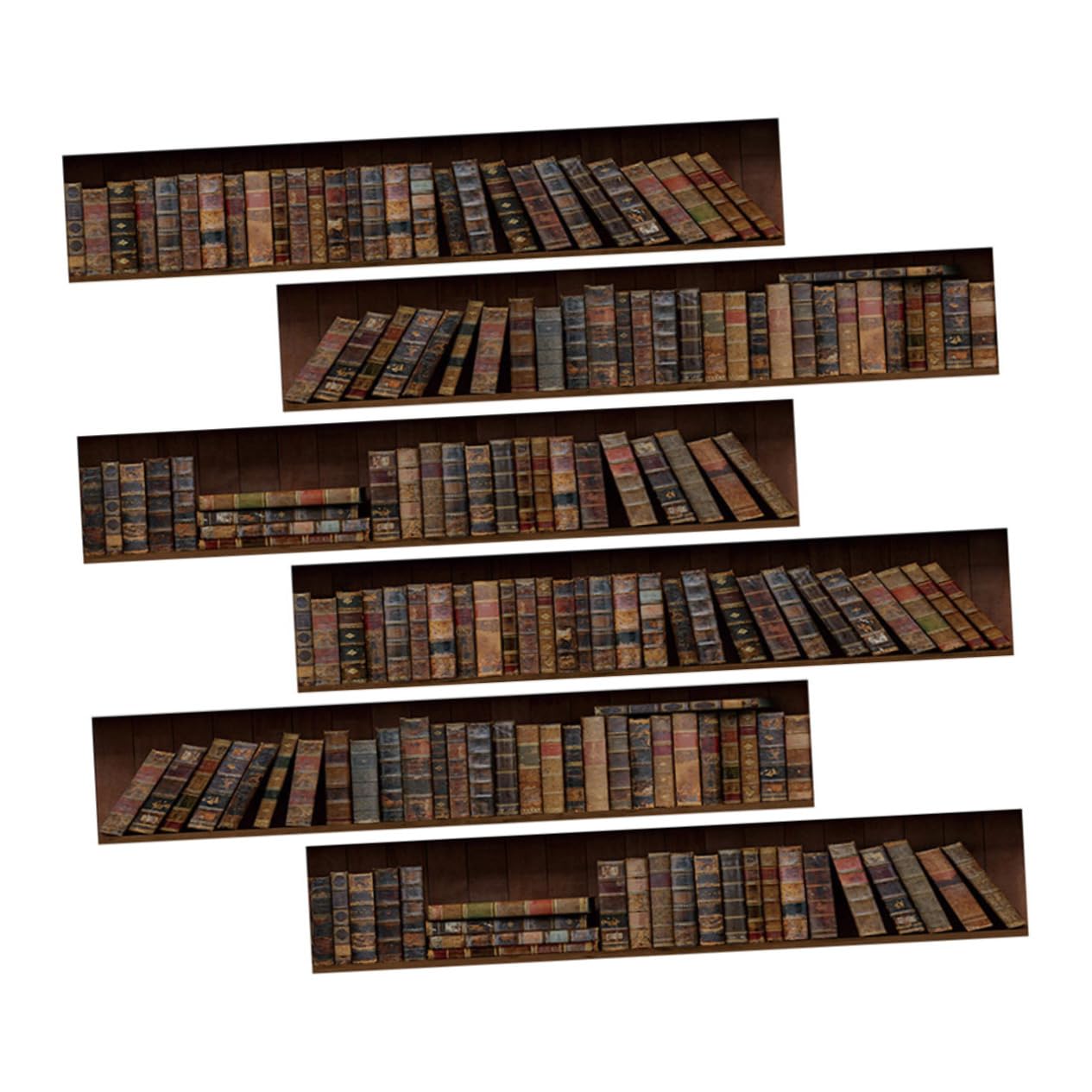 Pegatinas decorativas para escaleras de PVC autoadhesivas con diseño de estantería de libros 6 uds