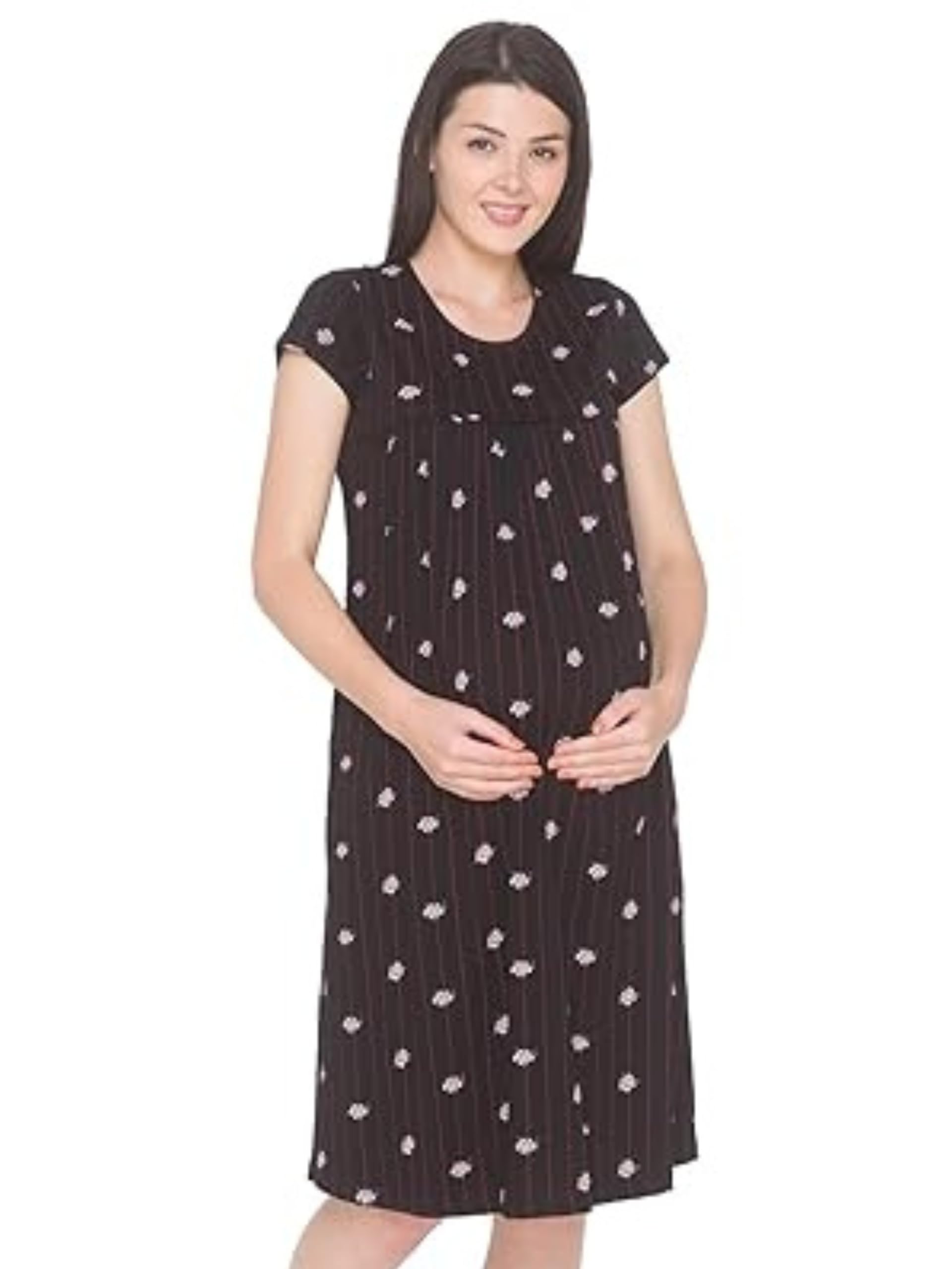 Women's Cotton All Over Print Midi Maternity Nighty