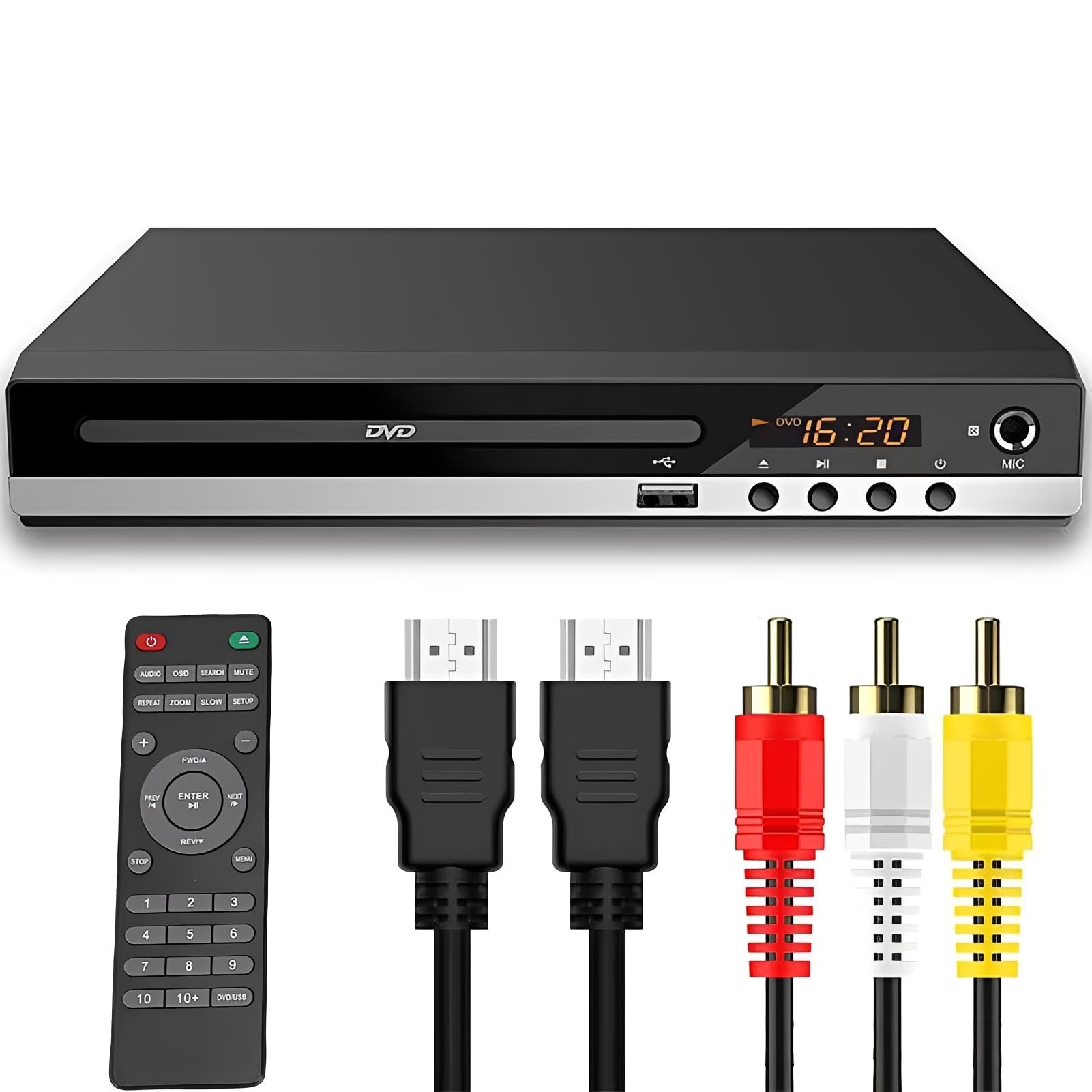 LICAEVEY Odtwarzacz DVD 1080P HDMI dla Wszystkich Regionów, Wieloregionowy Odtwarzacz DVD dla Telewizora z Portem USB, CD Domowego Zestawu Stereo, Zawiera Złącze HDMI i (wtyczka UE)