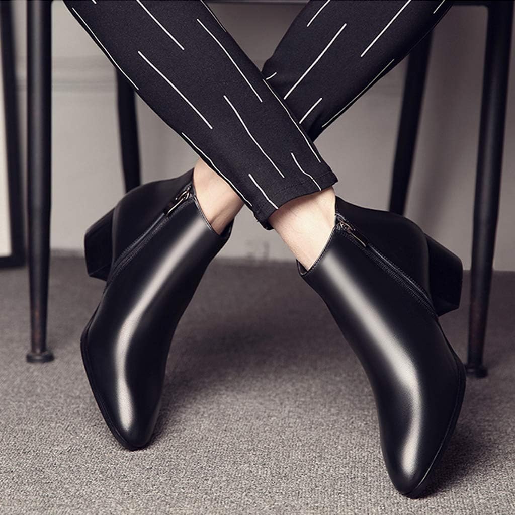 Placck☆【完売間近】 [Placck] ブーツ ビジネスシューズ チェルシーブーツ メンズ サイドジッパー シューズ 革靴 本革 ヒールブーツ 防水 防滑