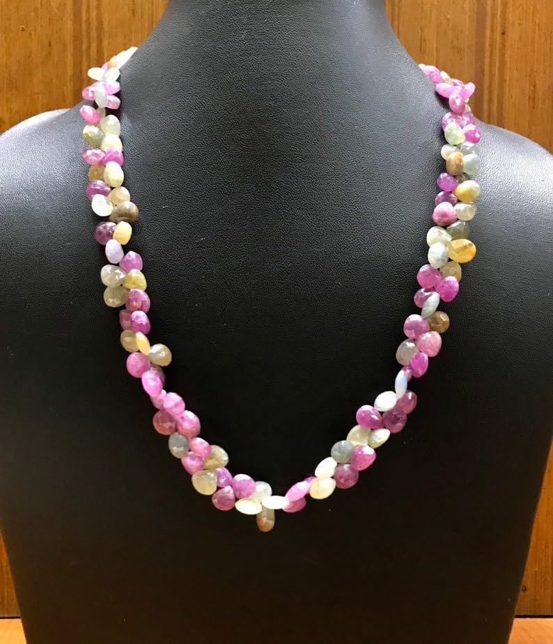 Multi-saphirs naturels en forme de cœur perles pour création bijoux artisanaux DIY - 3