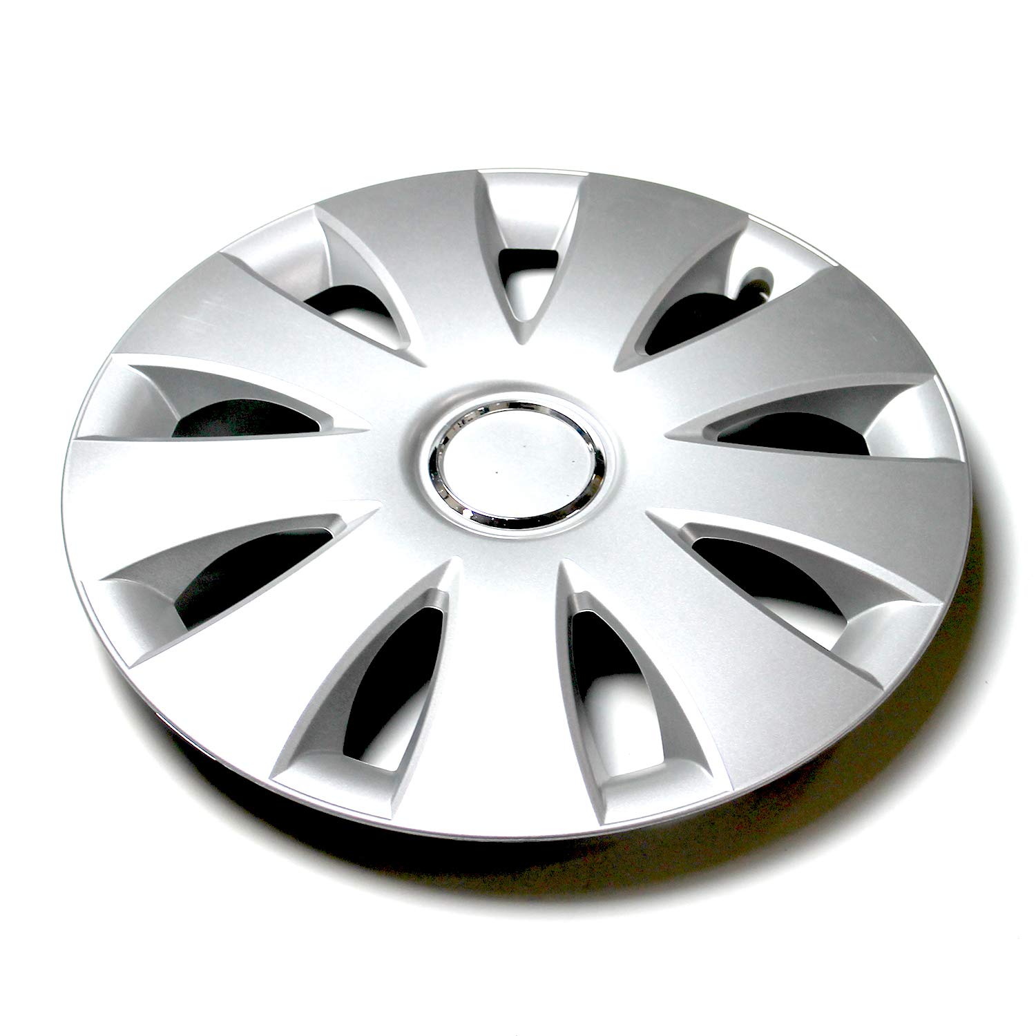 Set 4 Copricerchi 14" Pollici Borchie Argento Coprimozzo Modello AURAR con annello ring Cromato