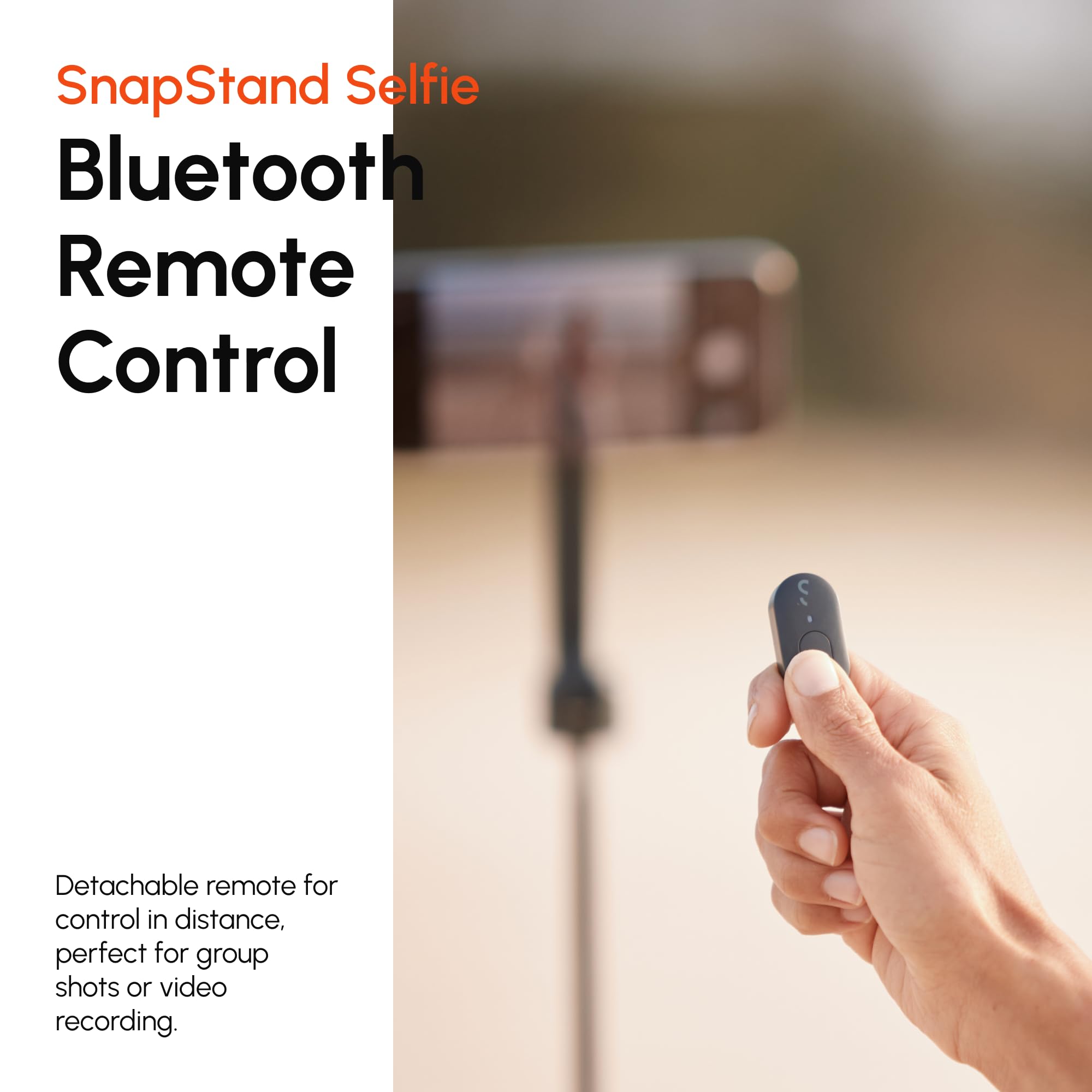 ShiftCam SnapStand Selfie - Bastone Selfie magnetico e treppiede - Compatto, pieghevole ed estensibile con testa inclinabile e telecomando Bluetooth magnetico (pietra, selfie Snapstand)