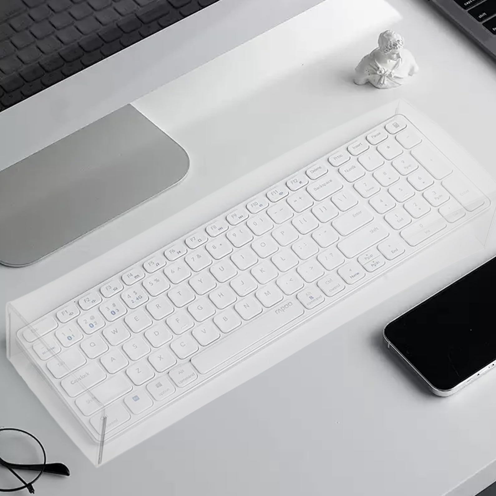 Copertura ai e Tastiera Bianco Resistente in Acrilico Antipolvere Graffi Protezione da Gioco per Casa e Ufficio
