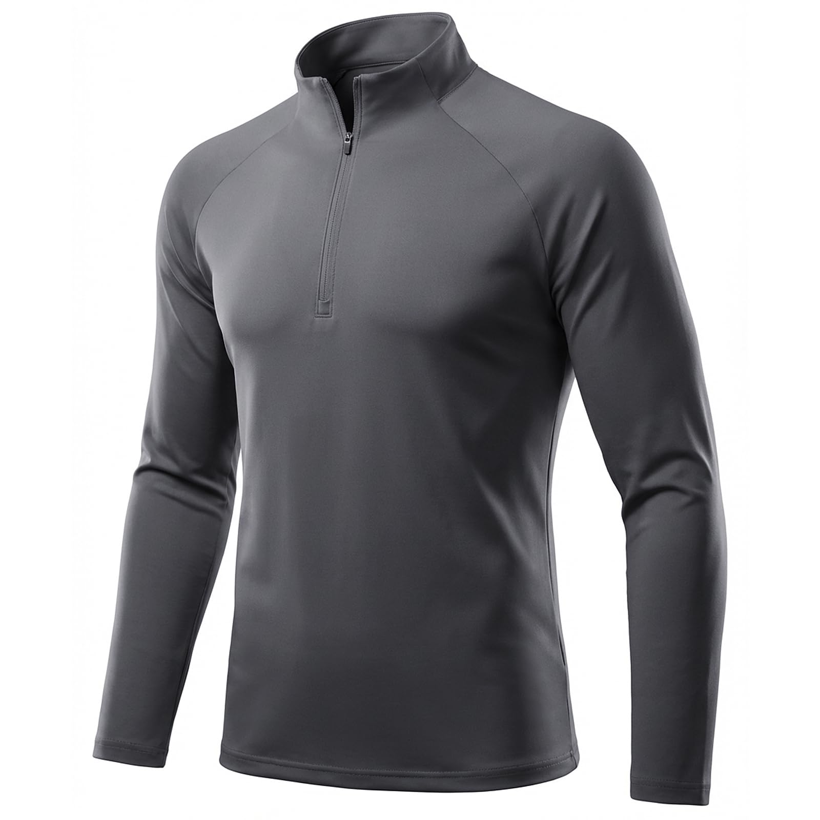 DiULi Camiseta de Manga Larga Hombre, 1/2 Zip Camiseta Deportivas Running con Protección Solar UV, Polo Tops de Ropa Gym, Sudadera Deporte Hombre con Media Cremallera, Camisetas Gimnasio — view 9