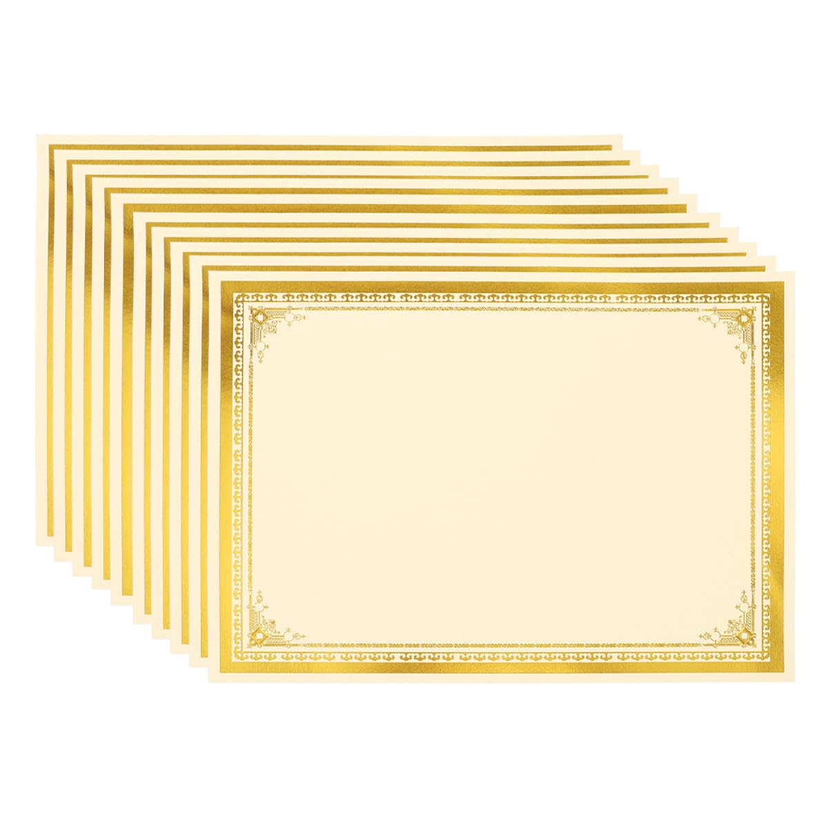 HOMSFOU 35 Stück Leere Zertifikatspapiere mit Goldener Prägung Liniertes Papier für Abschlussfest und Akademisches Zertifikat Glattes Schreiben Edles Papier für Urkunden