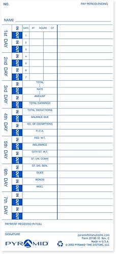 Miniatura 2 de Pyramid Time Systems - Tarjetas de tiempo recicladas al 30% (35100-10MB) para modelos piramidales 3500, 3500SS, 3600SS y 3700 reloj de tiempo