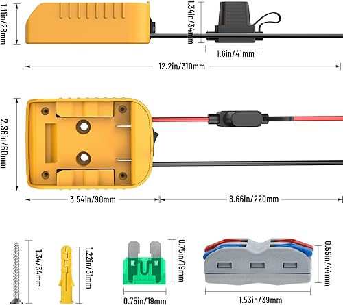 Miniatura 4 de Power Wheels Kit de convertidor de batería con interruptor, fusible y terminales de cable y cable de 12 AWG + adaptador de ruedas eléctricas para