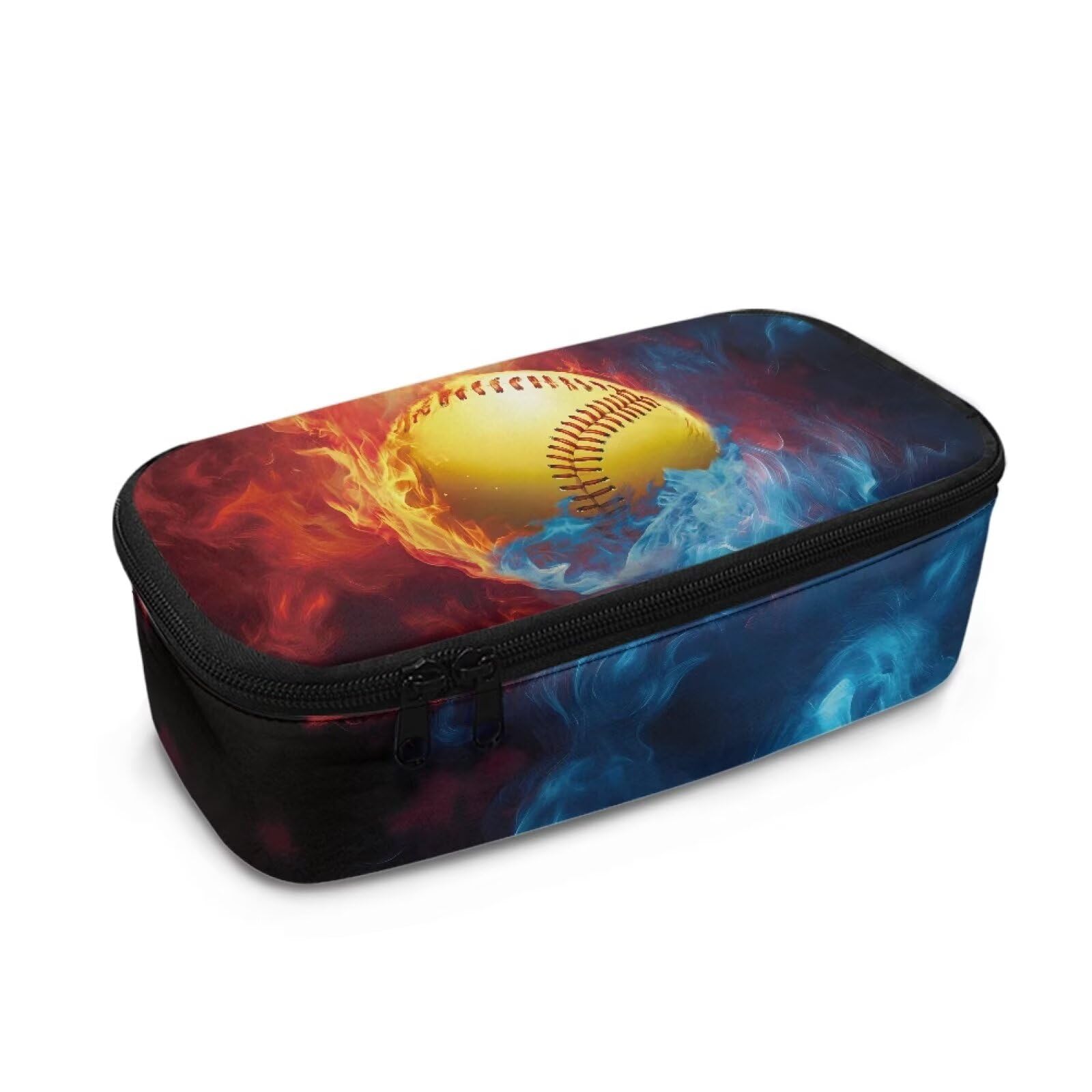 TOADDMOS Fire Water Tennis Pencil Case Lightweight Desk Organizer Zipper Office Stationery Case for Men Boys Travel Toiletry Bag Organizer